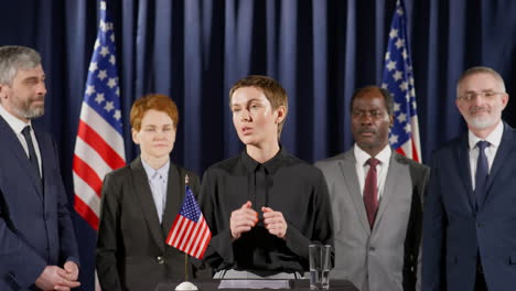 young female politician giving speech