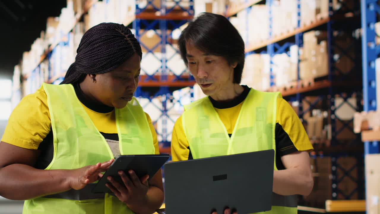 Vertical Video Large scale warehouse team manages e-commerce order processing