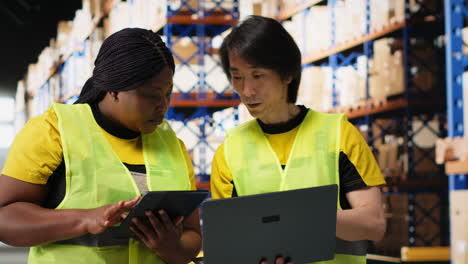vertical video large scale warehouse team manages e-commerce order processing