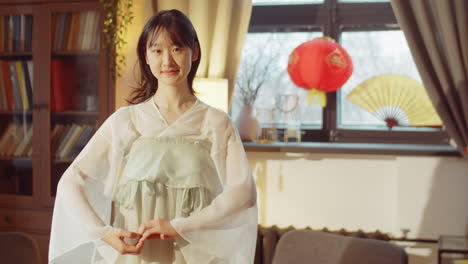 portrait of beautiful asian woman at home