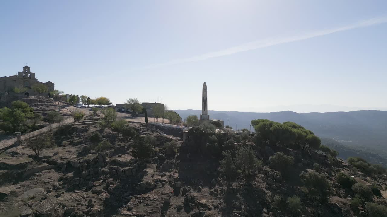 스페인의 안달루시아의 역사적인 랜드마크인 헤다의 성소 (our lady of the head sanctuary) 에 대한 공중 풍경