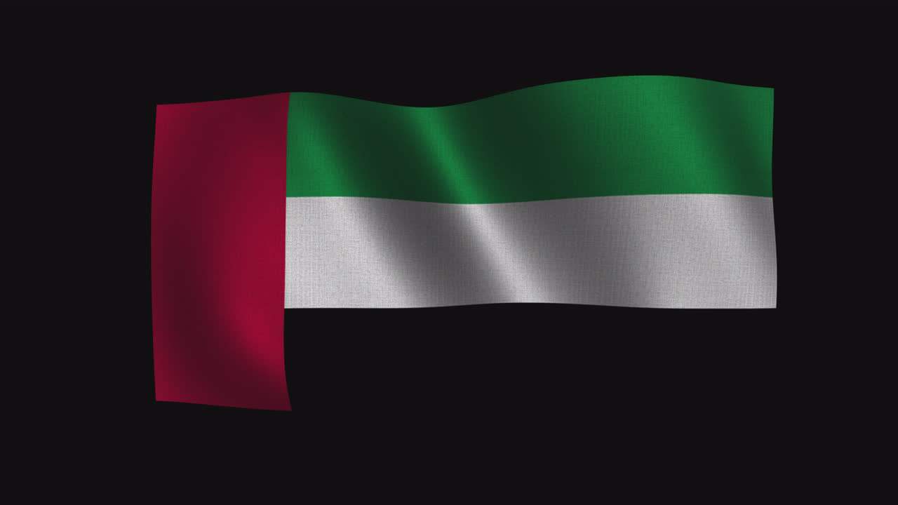 United Arab Emirates Flag Waving on Black Background
