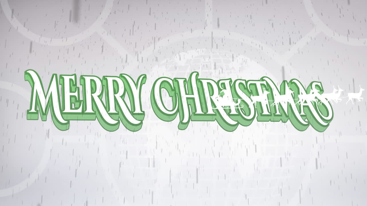 회색 배경에 메리 크리스마스 텍스트를 통해 사에 의해 당긴 매에 산타클로스의 애니메이션