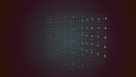 animation of cube with light spots and lines on black background