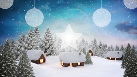 Animation-of-christmas-decoration-over-winter-landscape