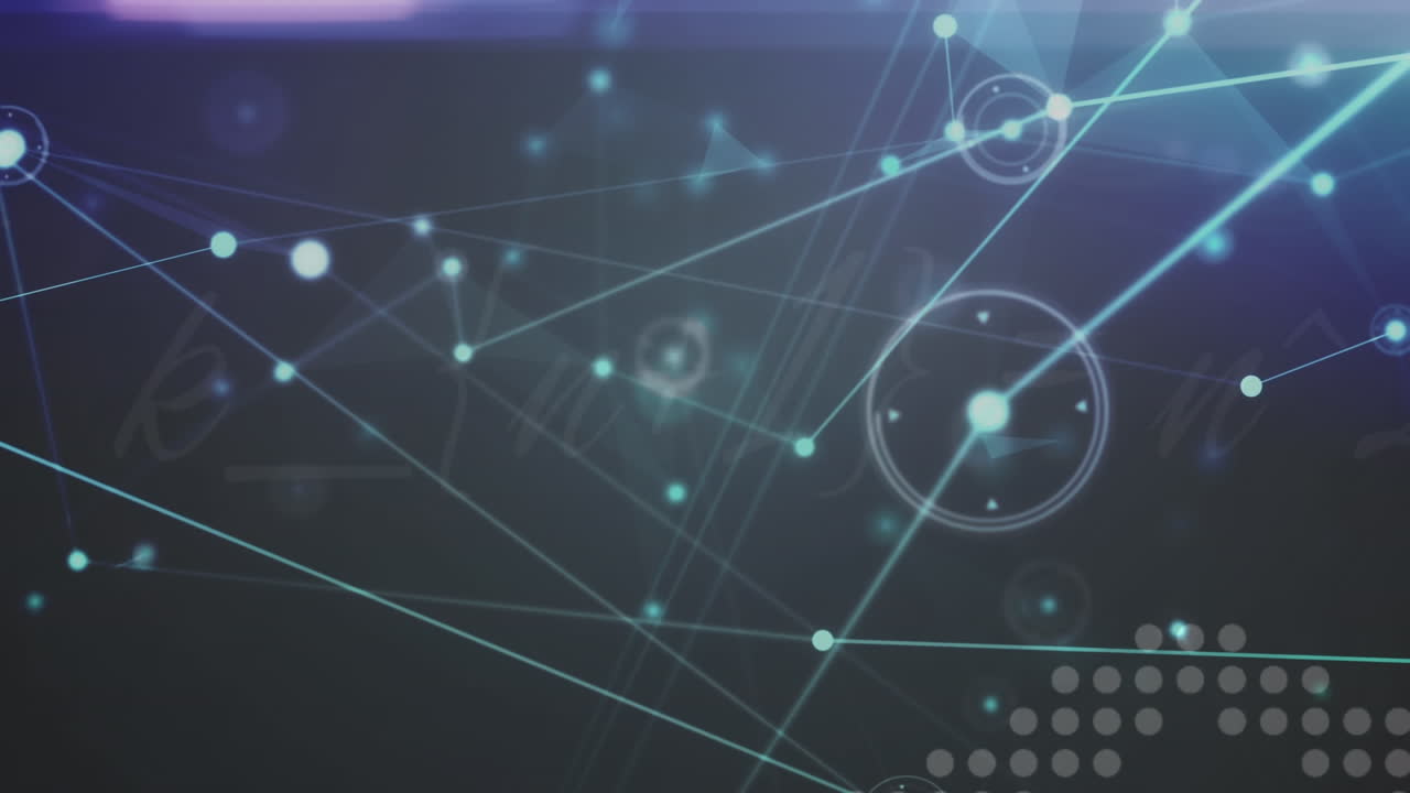 animación de una red de conexiones brillantes contra un fondo azul