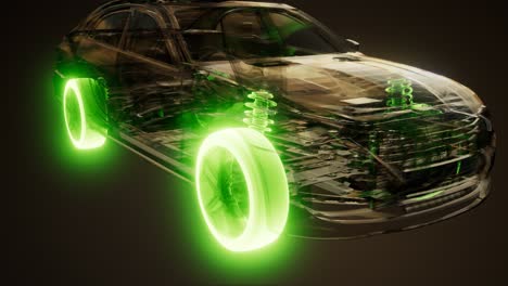 car wheels glowing in car