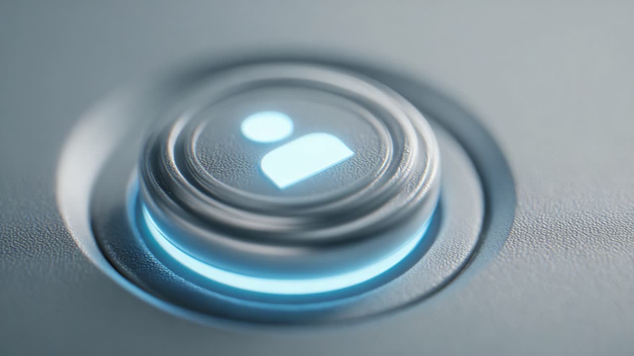 A Close-Up View of a Glowing Button with an Icon Representing a User Profile, Highlighting Modern Interface Design and Digital Interaction Concepts