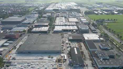 high aerial of beautiful, modern industrial terrain