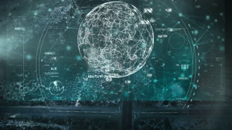 animation of data processing over person using a digital tablet.