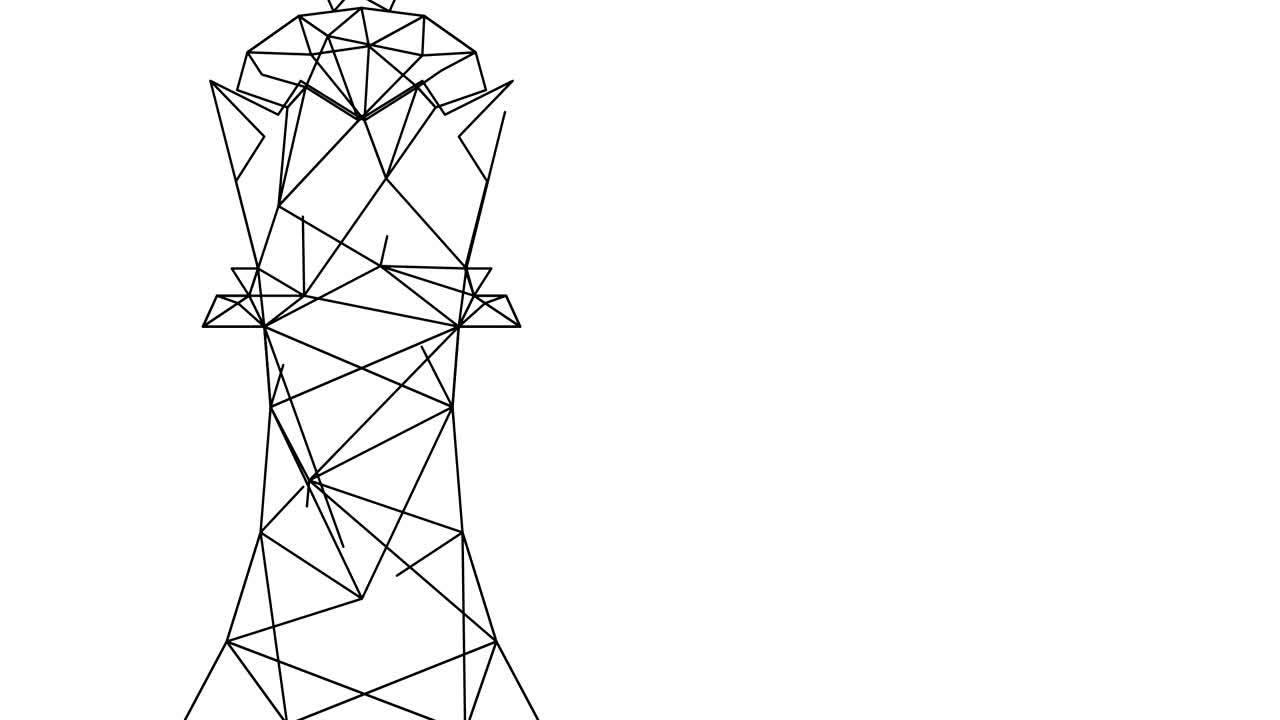 추상적인 체스 와이어 프레임 다각형 검은색 프레임 구조, 비즈니스 전략 개념 디자인, 색 배경에 고립 된 일러스트레이션, 코피 스페이스와 함께 4k 원활한 루핑 애니메이션