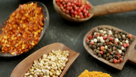 various type of spices in spoon 4k