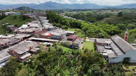 colombian coffee landscape with rural village