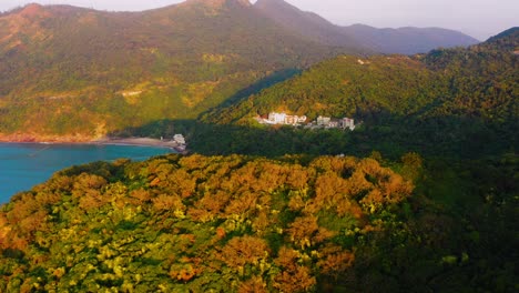 Coastline-and-hilly-panorama-of-Clearwater-Bay-Peninsula,-Hong-Kong,-China,-Asia