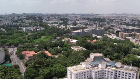 daytime in 4k aerial footage of hill top colony, banjara hills, and khairtabad, india's urban residential and commercial centres in hyderabad, telangana