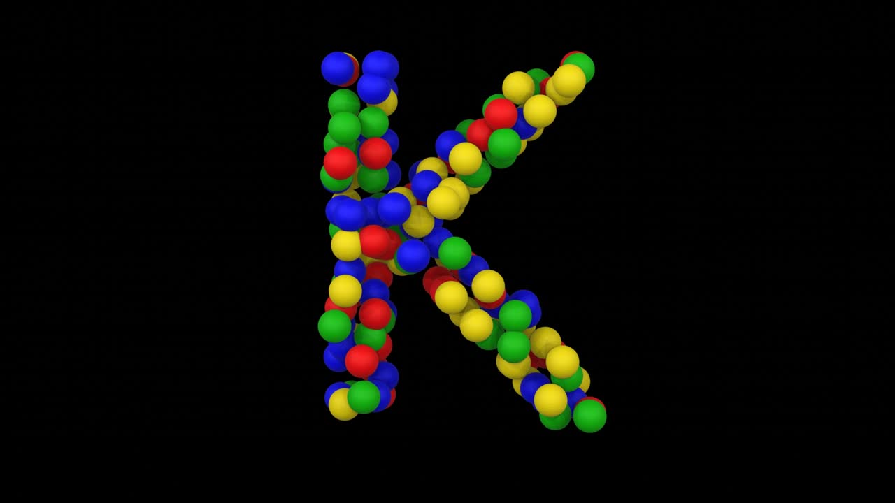 장난감 공 애니메이션 테마 글 글자 k