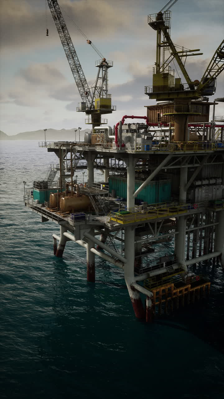 En olieboreplatform i havet
