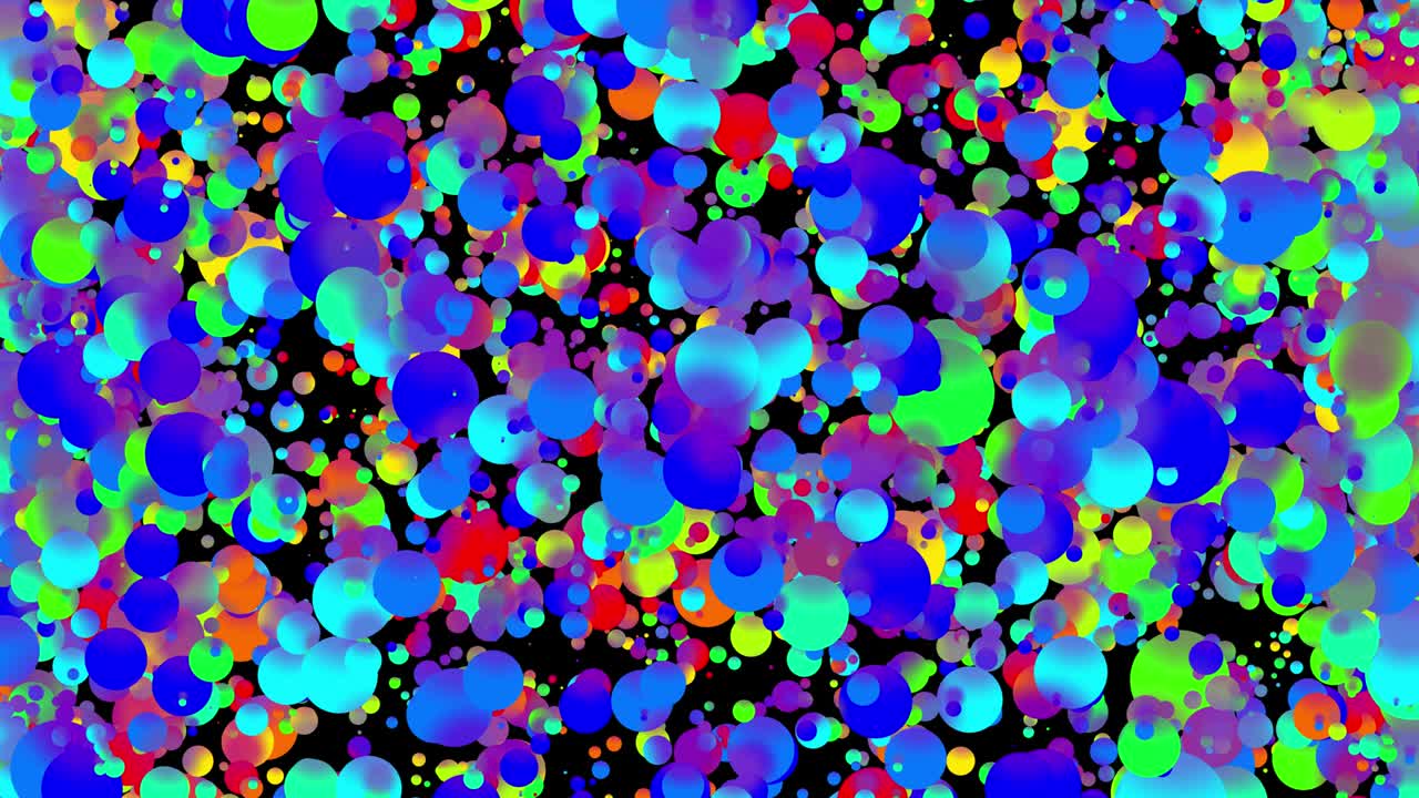2d 플래트 스타일의 아름다운 다채로운 공을 가진 4k 루프 무결한 추상적인 배경은 기름에 페인트 거품처럼 부드럽게 움직입니다.