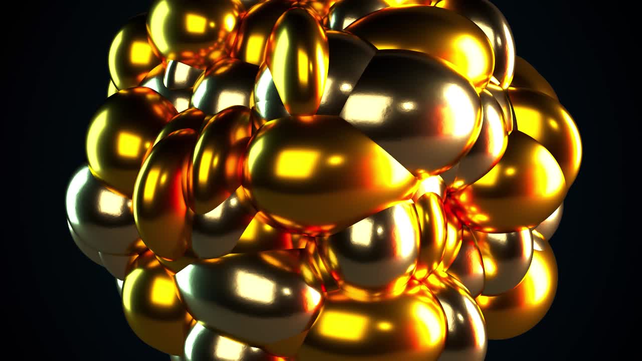 Sfera dorata astratta con bolle geometriche