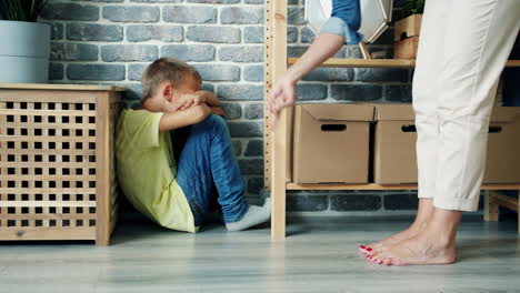upset child being disciplined