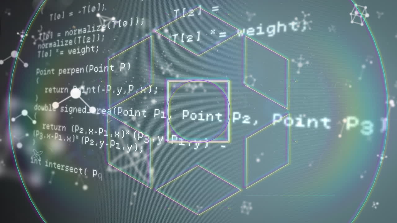 회색 배경에 컴퓨터 및 과학 데이터 처리의 애니메이션