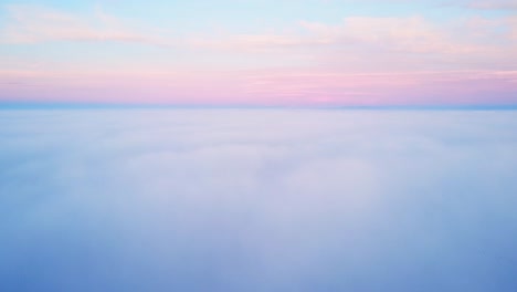 amazing view over clouds at sunset