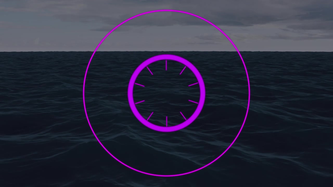Animazione di una rete di connessioni sulle onde del mare