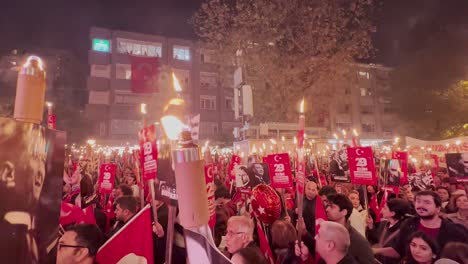 october 29 republic day was celebrated with a crowd in bagdat street, kadıköy, istanbul, turkey