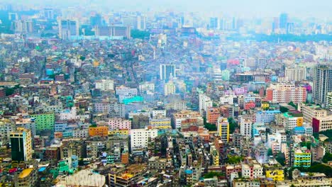 densely populated dhaka city with air pollution in bangladesh, south asia