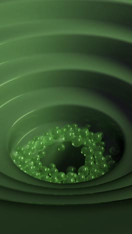 abstract green spheres in concentric circles