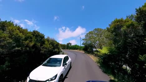 A beautiful scenic drive toward the volcano on Reunion Island, showcasing stunning landscapes and natural beauty from the base.