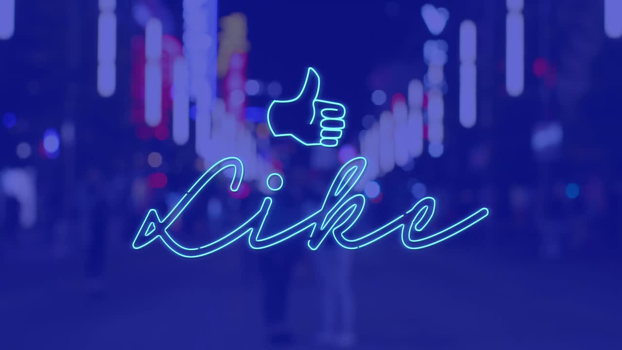 animación de texto similar sobre el paisaje urbano por la noche sobre fondo azul