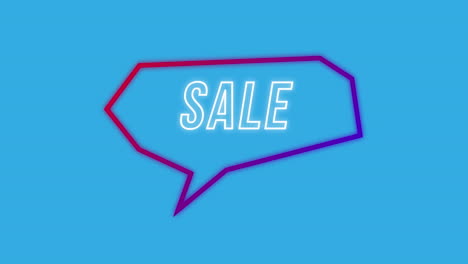 gráfico de venta en burbuja de habla angular púrpura sobre fondo azul