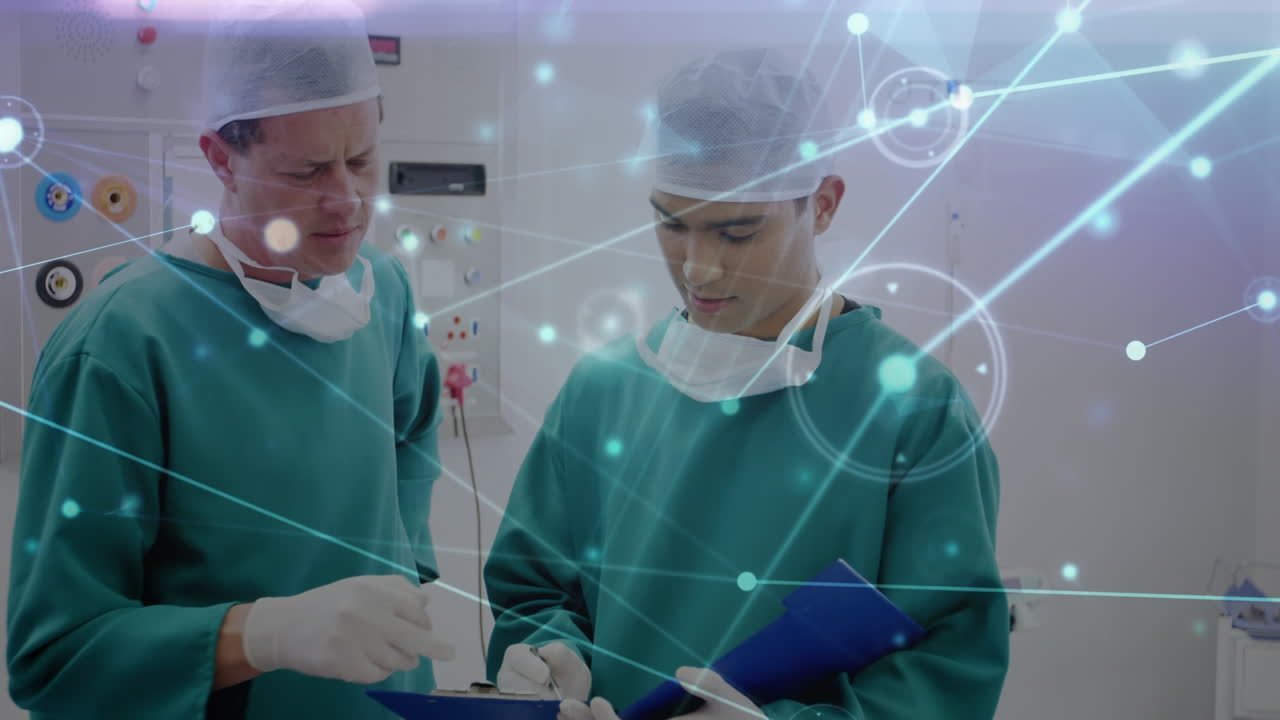 animación de la red de conexiones entre diversos médicos varones