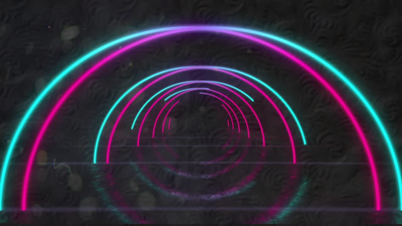 黒い背景のネオントンネルパターンのアニメーション