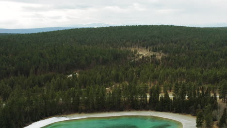 Endless-expanse-of-evergreen-forests-and-woods-under-the-cloudy-skies