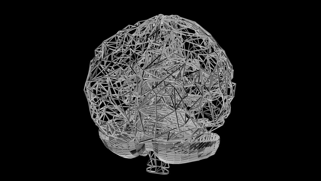 modelo de computadora de rotación cíclica del cerebro humano. animación con canal alfa