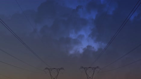 torres de transmisión y nubes
