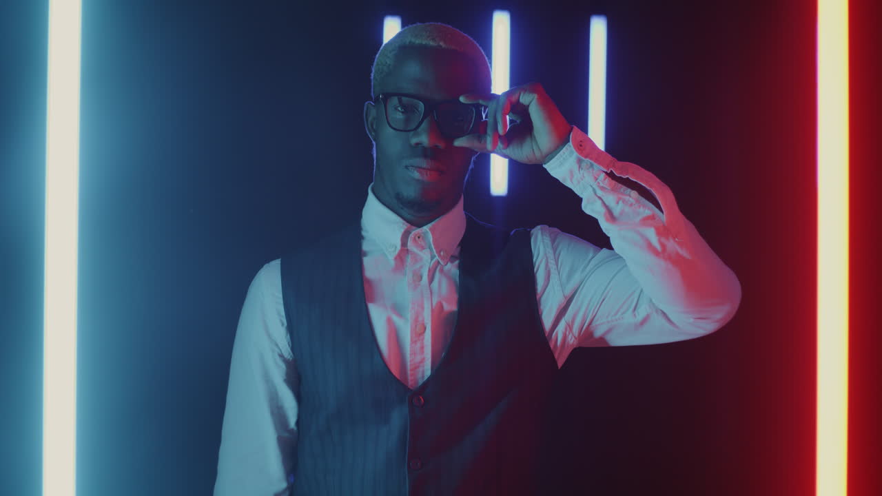 Stylish Man in Neon Lights