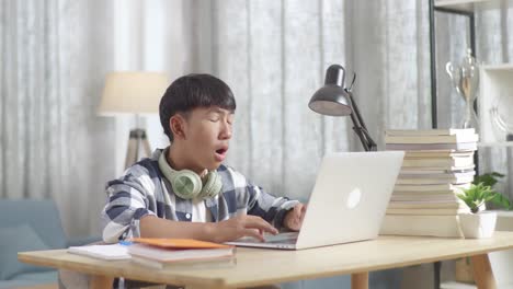 teenager studying at home