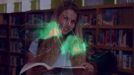 animación de la red de conexiones sobre el aprendizaje y la lectura de las estudiantes caucásicas