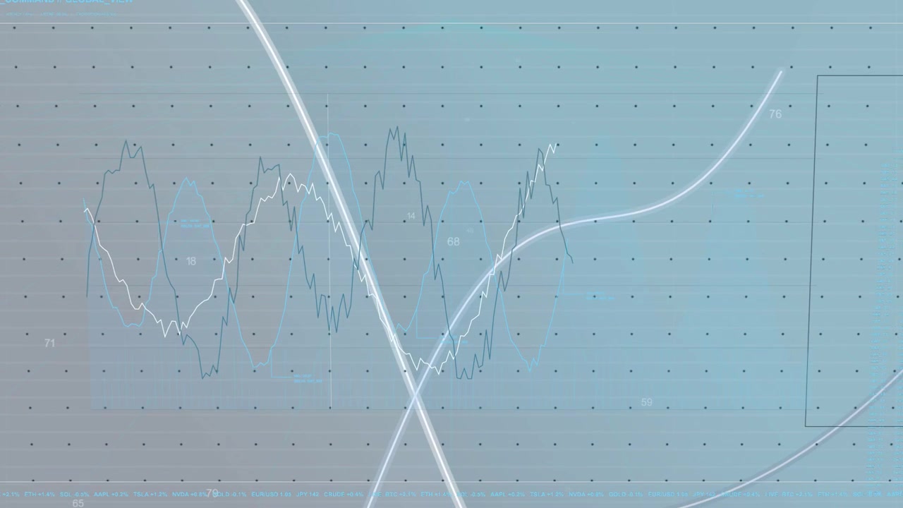 Top trace dipping, neural net encrypting display animating, arcs crossing to show data processing