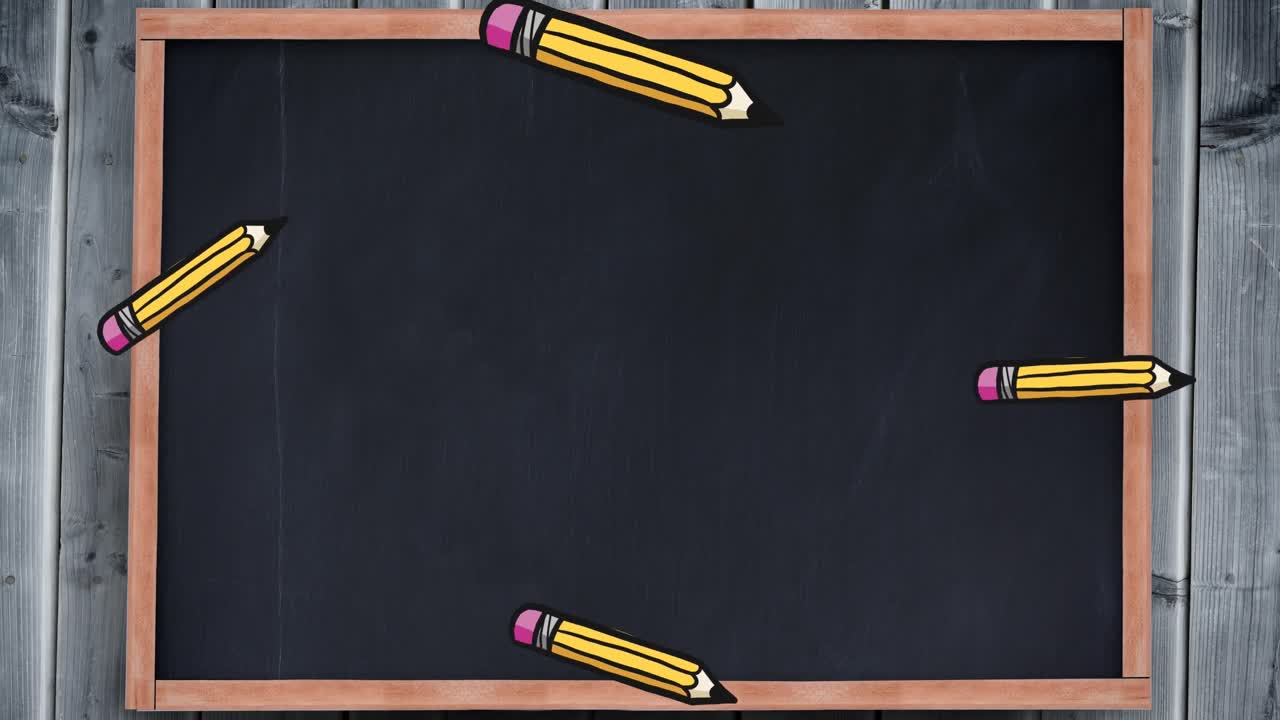 Animation of school items icons moving over board