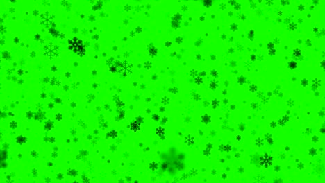 christmas snowflakes falling down snow from top, winter holiday seamless loop on chroma key green screen background