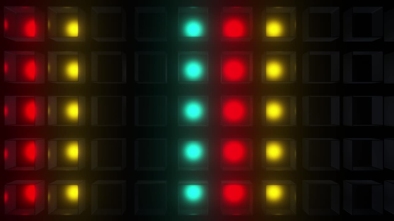 Abstract Colorful LED Lights Grid Pattern