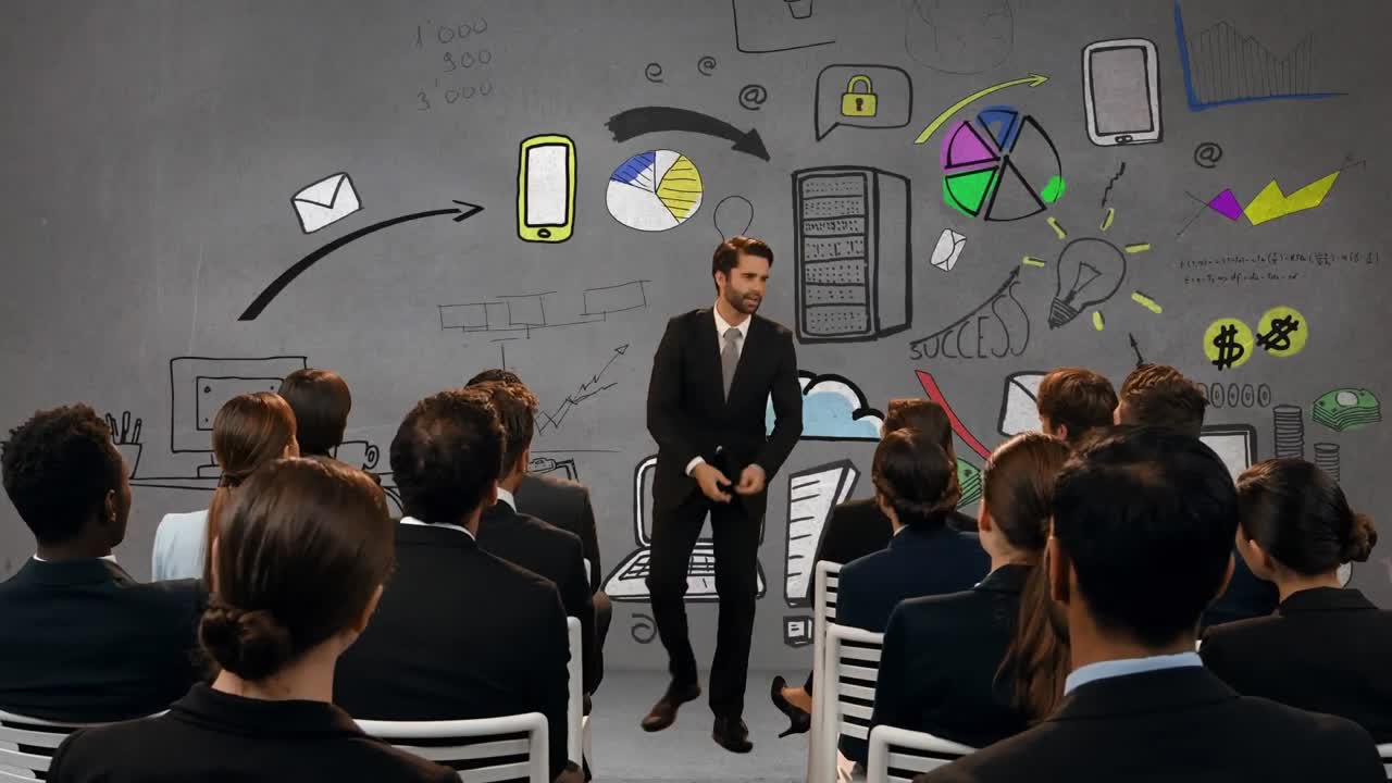 hombre de negocios presentando a sus colegas