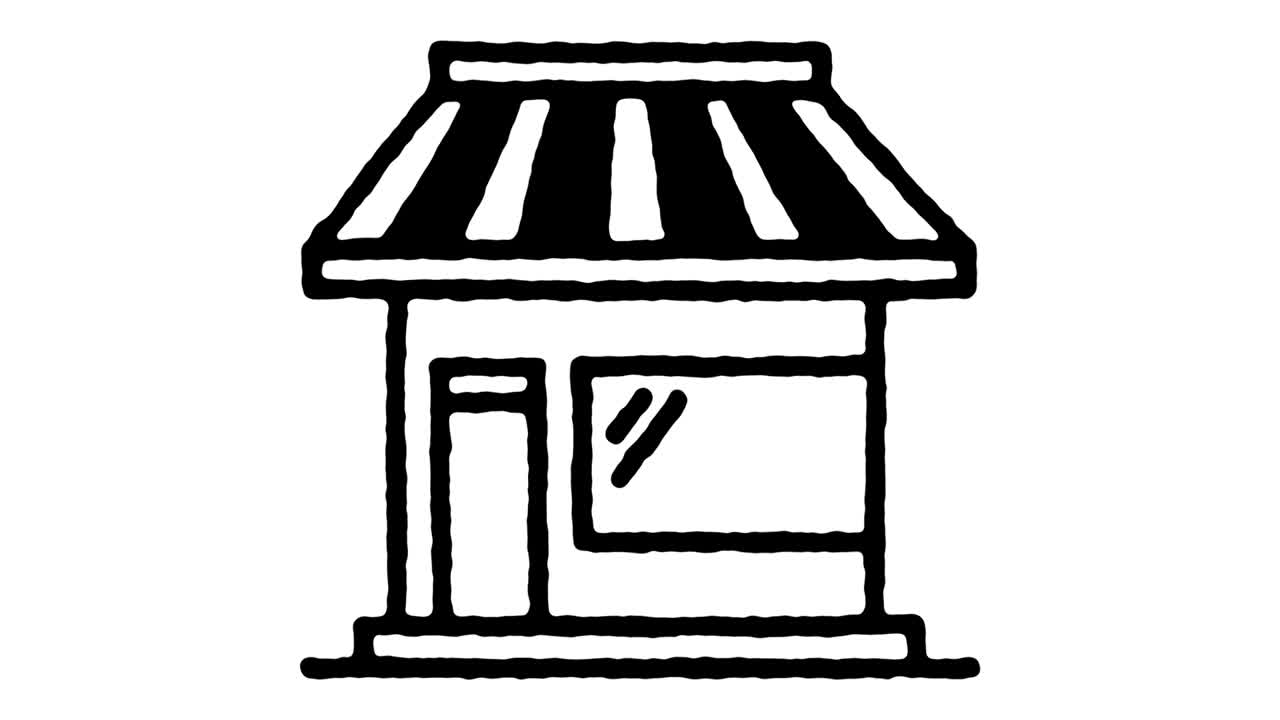 소매 상점 손 드로 라인 아이콘 애니메이션