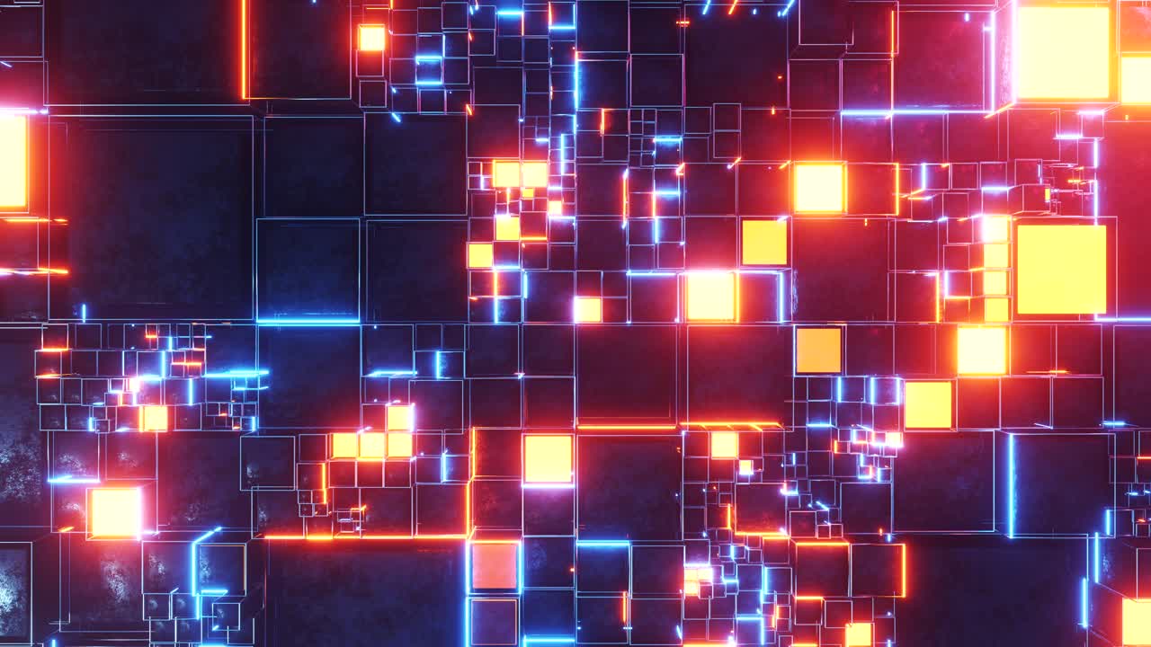 Colorful cubes and squares background. Infinitely looped animation