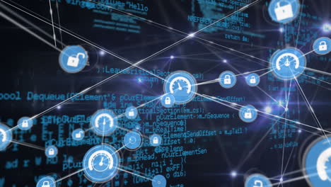 animazione dell'elaborazione dei dati su una rete di connessioni