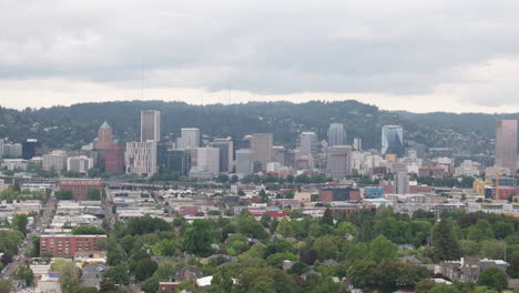 aerial view of downtown portland on a cloudy afternoon